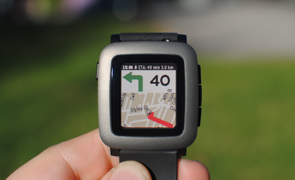 MapsGPS running on the Pebble Time